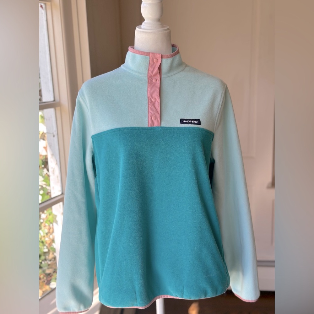Lands End Women's Heritage Fleece Snap Neck Pullover